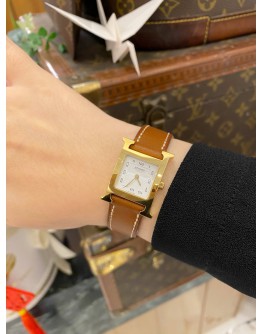 (LIKE NEW) 2020 HERMES HEURE H REF HH1.201 WHITE DIAL 21MM QUARTZ WATCH