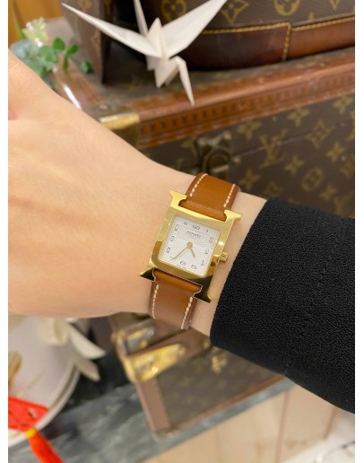 (LIKE NEW) 2020 HERMES HEURE H REF HH1.201 WHITE DIAL 21MM QUARTZ WATCH