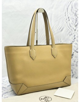 (LIKE NEW) HERMES MAXIBOX CABAS 36 TOTE BAG IN BEIGE EVERCOLOR WITH EPSOM LEATHER