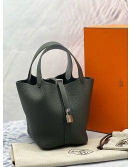 (BRAND NEW) 2025 HERMES PICOTIN 18 IN GRIS PANTIN CLEMENCE LEATHER -FULL SET- 