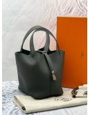 (BRAND NEW) 2025 HERMES PICOTIN 18 IN GRIS PANTIN CLEMENCE LEATHER -FULL SET- 