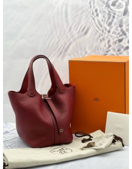 (LIKE NEW) 2020 HERMES PICOTIN 18 IN ROUGE PIMENT CLEMENCE LEATHER -FULL SET- 