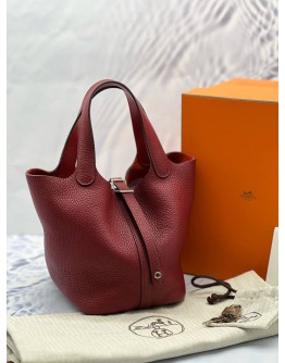 (LIKE NEW) 2020 HERMES PICOTIN 18 IN ROUGE PIMENT CLEMENCE LEATHER -FULL SET- 