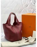 (LIKE NEW) 2020 HERMES PICOTIN 18 IN ROUGE PIMENT CLEMENCE LEATHER -FULL SET- 