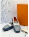 (LIKE NEW) HERMES KENNEDY LOAFERS SIZE 43 IN BLUE WITH WHITE EPSOM LEATHER -FULL SET-