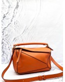 (LIKE NEW) LOEWE PUZZLE CROSSBODY BAG IN ORANGE CALFSKIN LEATHER