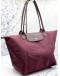 LONGCHAMP LE PLIAGE LARGE SHOULDER BAG IN BURGUNDY CANVAS WITH LEATHER
