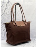 LONGCHAMP LE PLIAGE LONG SHOULDER BAG IN BROWN NYLON WITH LEATHER