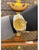 ROLEX DATEJUST 36 HALF 18K 750 YELLOW GOLD JUBILEE DIAMOND REF 16233 CHAMPAGNE DIAMOND DIAL 36MM AUTOMATIC WATCH