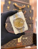 ROLEX DATEJUST 36 HALF 18K 750 YELLOW GOLD JUBILEE DIAMOND REF 16233 CHAMPAGNE DIAMOND DIAL 36MM AUTOMATIC WATCH