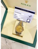 ROLEX DATEJUST 36 HALF 18K 750 YELLOW GOLD JUBILEE DIAMOND REF 16233 CHAMPAGNE DIAMOND DIAL 36MM AUTOMATIC WATCH