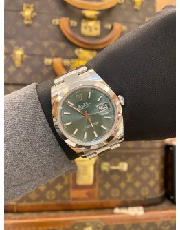 (UNUSED) 2025 ROLEX DATEJUST 41 REF 126300 MINT GREEN DIAL 41MM AUTOMATIC WATCH -FULL SET-
