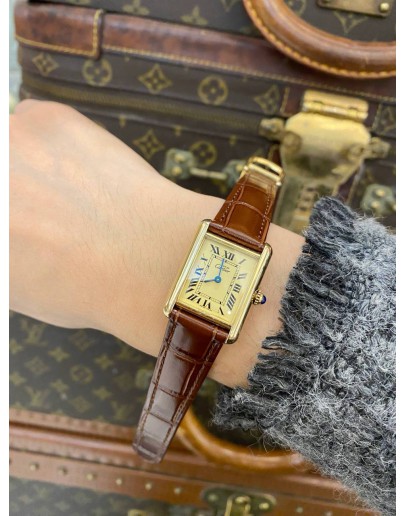 CARTIER TANK VERMEIL MUST DE REF 2415 SILVER DIAL 22MM X 30MM QUARTZ WATCH