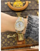 (LIKE NEW) 2017 ROLEX DATEJUST 31 18K 750 YELLOW GOLD JUBILEE FACTORY DIAMOND REF 178383 MOTHER OF PEARL DIAMOND DIAL 31MM AUTOMATIC WATCH -FULL SET-