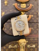 (LIKE NEW) 2017 ROLEX DATEJUST 31 18K 750 YELLOW GOLD JUBILEE FACTORY DIAMOND REF 178383 MOTHER OF PEARL DIAMOND DIAL 31MM AUTOMATIC WATCH -FULL SET-