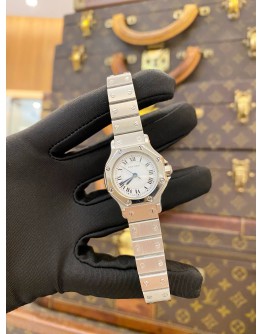 2005 CARTIER SANTOS OCTAGON REF 0906 WHITE DIAL 24MM X 31MM AUTOMATIC WATCH