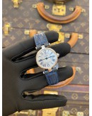 2003 CARTIER VENDOME MUST DE REF 1850 SILVER ROMAN NUMERALS DIAL 24MM QUARTZ WATCH -FULL SET-