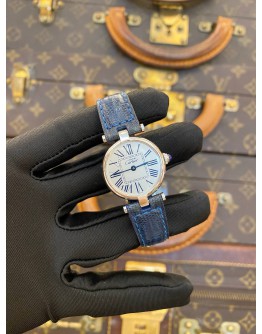 2003 CARTIER VENDOME MUST DE REF 1850 SILVER ROMAN NUMERALS DIAL 24MM QUARTZ WATCH -FULL SET-