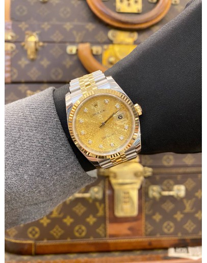 (LIKE NEW) 2012 ROLEX DATEJUST 36 HALF 18K 750 YELLOW GOLD JUBILEE DIAMOND REF 116233 GOLD COMPUTER DIAMOND DIAL 36MM AUTOMATIC WATCH -FULL SET-