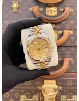 (LIKE NEW) 2012 ROLEX DATEJUST 36 HALF 18K 750 YELLOW GOLD JUBILEE DIAMOND REF 116233 GOLD COMPUTER DIAMOND DIAL 36MM AUTOMATIC WATCH -FULL SET-