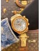(LIKE NEW) 2020 ROLEX DAYTONA ORANGE SAPPHIRE FACTORY DIAMOND SUPER VIP LIMITED EDITION 2026 SERVICE REF 116578SACO MOTHER OF PEARL DIAMOND DIAL 40MM AUTOMATIC WATCH -FULL SET-