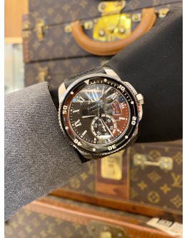 2015 CARTIER CALIBRE DE CARTIER DIVER REF 3729 BLACK ROMAN NUMERALS DIAL 42MM AUTOMATIC WATCH -FULL SET-