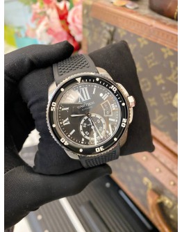 2015 CARTIER CALIBRE DE CARTIER DIVER REF 3729 BLACK ROMAN NUMERALS DIAL 42MM AUTOMATIC WATCH -FULL SET-