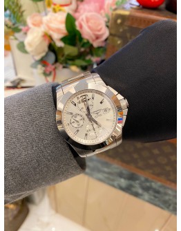 (LIKE NEW) 2020 LONGINES CONQUEST CHRONOGRAPH REF L3.662.4 WHITE DIAL 41MM AUTOMATIC WATCH