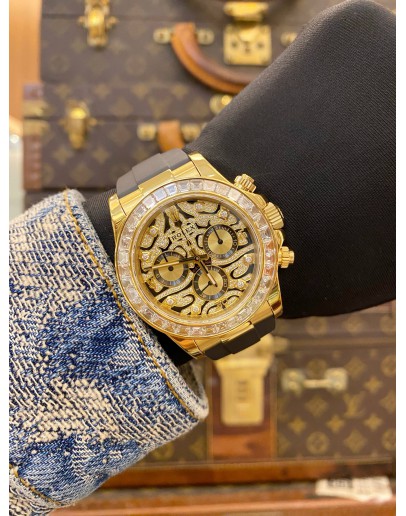 (LIKE NEW) 2015 ROLEX DAYTONA REF 116518 18K 750 YELLOW GOLD (UPGRADED 116588TBR) EYE OF THE TIGER DIAMOND DIAL 40MM AUTOMATIC WATCH 