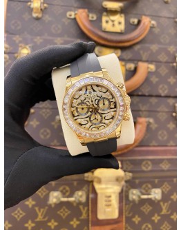 (LIKE NEW) 2015 ROLEX DAYTONA REF 116518 18K 750 YELLOW GOLD (UPGRADED 116588TBR) EYE OF THE TIGER DIAMOND DIAL 40MM AUTOMATIC WATCH 