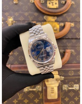(UNUSED COLLECTOR CONDITION) 2002 ROLEX DATEJUST 36 JUBILEE REF 16234 BLUE ROMAN NUMERALS DIAL 36MM AUTOMATIC WATCH -FULL SET-