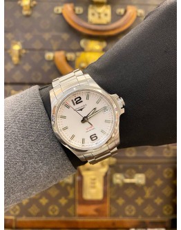 (LIKE NEW) 2025 LONGINES CONQUEST VHP REF L3.316.4.76.6 WHITE DIAL 36MM QUARTZ WATCH -FULL SET-