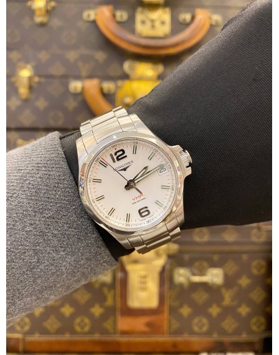 (LIKE NEW) 2025 LONGINES CONQUEST VHP REF L3.316.4.76.6 WHITE DIAL 36MM QUARTZ WATCH -FULL SET-