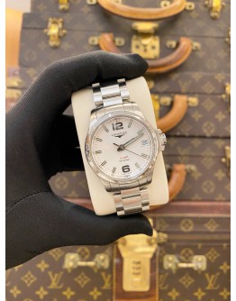 (LIKE NEW) 2025 LONGINES CONQUEST VHP REF L3.316.4.76.6 WHITE DIAL 36MM QUARTZ WATCH -FULL SET-