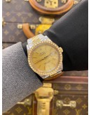 ROLEX DATEJUST 36 HALF 18K 750 YELLOW GOLD REF 16014 DIAMOND BEZEL GOLD DIAL 36MM AUTOMATIC WATCH