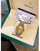 ROLEX DATEJUST 36 HALF 18K 750 YELLOW GOLD REF 16014 DIAMOND BEZEL GOLD DIAL 36MM AUTOMATIC WATCH