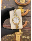 (LIKE NEW) 2024 LONGINES FLAGSHIP LADIES TWO TONE YELLOW GOLD PLATED REF L4.274.3 WHITE DIAL 26MM AUTOMATIC WATCH 