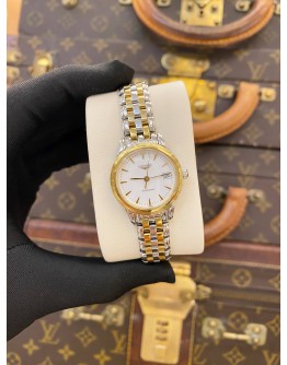 (LIKE NEW) 2024 LONGINES FLAGSHIP LADIES TWO TONE YELLOW GOLD PLATED REF L4.274.3 WHITE DIAL 26MM AUTOMATIC WATCH 