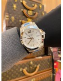 (UNUSED) (FULL STICKER) 2018 LONGINES CONQUEST REF L3.677.4.76.6 WHITE DIAL 41MM AUTOMATIC WATCH -FULL SET-