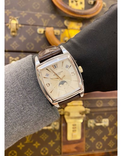 (LIKE NEW) PATEK PHILIPPE GONDOLO MOONPHASE 18K 750 WHITE GOLD REF 5135G SILVER DIAL 51MM X 38MM AUTOMATIC WATCH