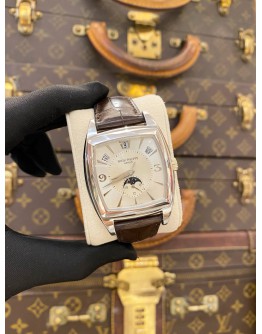 (LIKE NEW) PATEK PHILIPPE GONDOLO MOONPHASE 18K 750 WHITE GOLD REF 5135G SILVER DIAL 51MM X 38MM AUTOMATIC WATCH