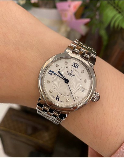 (UNUSED) 2019 TUDOR CLAIR DE ROSE DIAMOND REF 35800 WHITE DIAL 34MM AUTOMATIC WATCH -FULL SET-