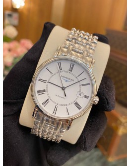 (UNUSED) 2018 LONGINES PRESENCE REF L4.921.4.11.6 WHITE DIAL 38.5MM AUTOMATIC WATCH -FULL SET-