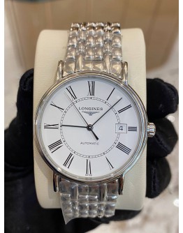 (UNUSED) 2018 LONGINES PRESENCE REF L4.921.4.11.6 WHITE DIAL 38.5MM AUTOMATIC WATCH -FULL SET-
