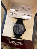 (LIKE NEW) 2025 LONGINES CONQUEST VHP CHRONOGRAPH BLACK PVD REF L3.717.2.96.6 BLUE DIAL 42MM QUARTZ WATCH -FULL SET-