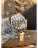 (LIKE NEW) 2023 FRANCK MULLER VANGUARD TITANIUM DRAGON EYES DIAMOND LIMITED EDITION 88PCS WORLDWIDE REF V45SCDT GREEN DIAL 43MM AUTOMATIC WATCH -FULL SET-