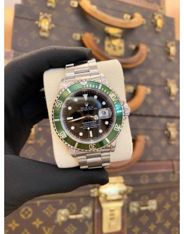 ROLEX SUBMARINER DATE REF 16610 UPGRADE KERMIT REF 16610LV BLACK DIAL 40MM AUTOMATIC WATCH