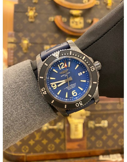 (LIKE NEW) 2023 BREITLING SUPEROCEAN AUTOMATIC 46 BLACKSTEEL REF M17368 BLUE DIAL 46MM AUTOMATIC WATCH -FULL SET-
