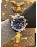 (LIKE NEW) 2020 LOUIS VUITTON TAMBOUR REGATTA CHRONOGRAPH REF Q1A61 BLUE DIAL 43MM AUTOMATIC WATCH -FULL SET-