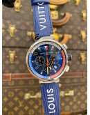 (LIKE NEW) 2020 LOUIS VUITTON TAMBOUR REGATTA CHRONOGRAPH REF Q1A61 BLUE DIAL 43MM AUTOMATIC WATCH -FULL SET-